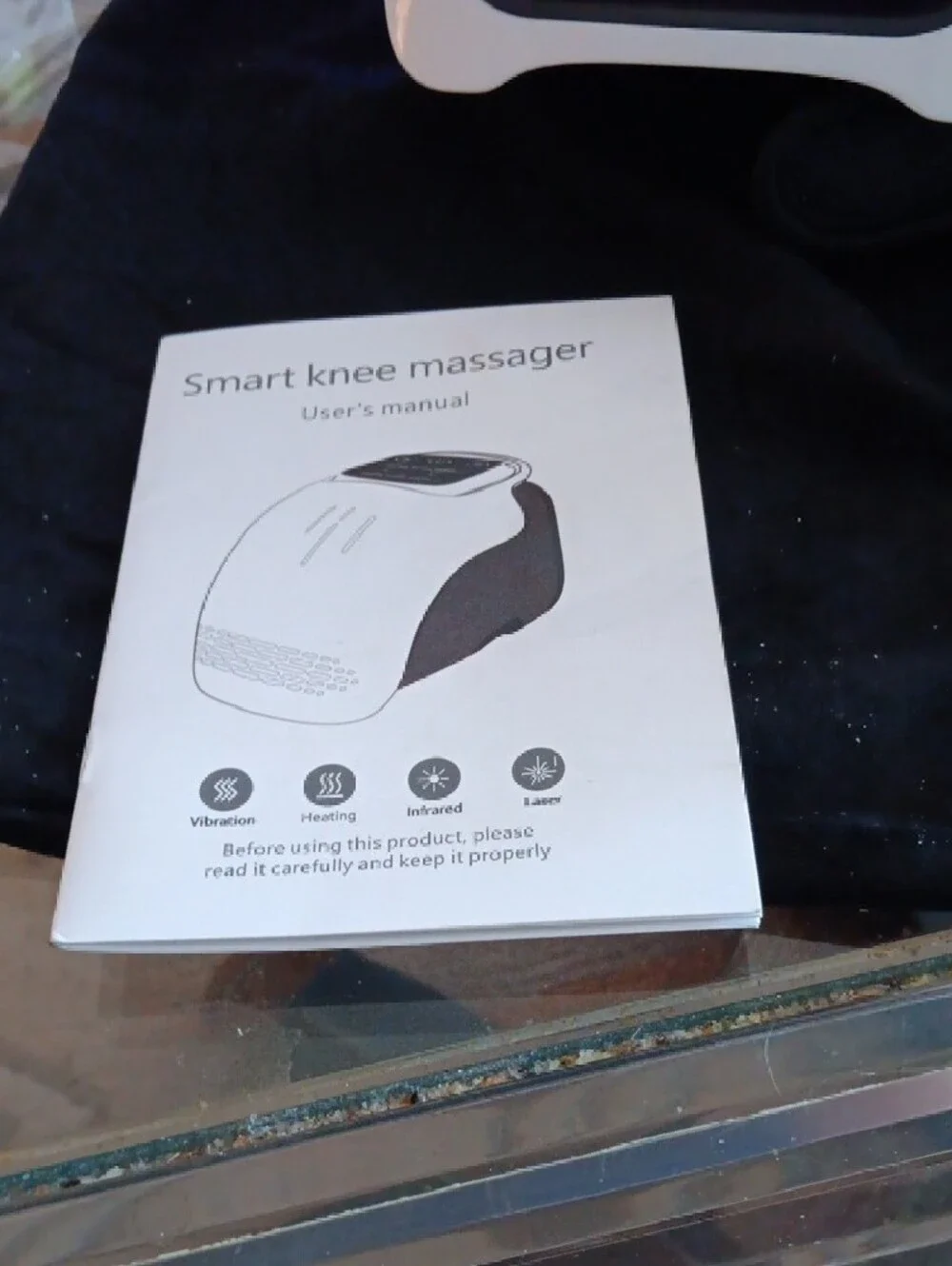 Smart Fit White and Black Knee Massager with Controller and Carry Pouch